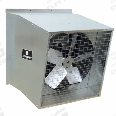 SCHAEFER Exhaust Fan: Belt Drive, 42 in Blade, 1 hp, Totally Enclosed Air Over, 14,370 cfm - Belt-Drive Slant-Wall Exhaust Fans