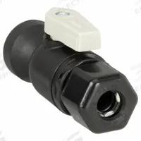 PARKER Manual Two-Way Ball Valve: 3/8 in, Polypropylene, Straight, Sweat x FNPT, Full Port Ball Port (MPN FTPPB6VFC6). Key specifications — Brand: PARKER; Handle: Lever.