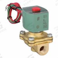 REDHAT Solenoid Valve: 2-Way, Normally Closed, 3/8 in Pipe Size, 12V DC, Watertight, High Flow (MPN 8210G001). Key specifications — Pipe Size: 3/8 in; Voltage: 12V DC; Brand: REDHAT; Coil Enclosure: Watertight.