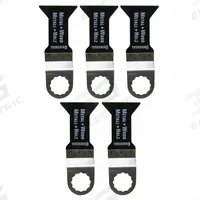 FEIN Oscillating Tool Blade: 1 3/4 in Blade Wd, 2 3/8 in Overall Lg, Flush Cutting, Bi-Metal, 5 PK (MPN 63502148029). Key specifications — attr1097473: Aluminum; attr1097476: FEIN; attr1097456: Flush Cutting.