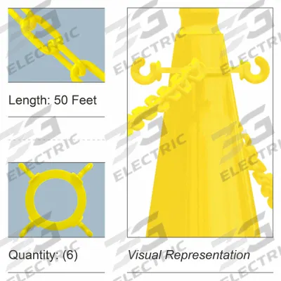 MR. CHAIN Traffic Cone Chain Connector Kit: Non-Reflective, Blank, 1 3/8 in Ht, Plastic - Traffic Cone Connectors