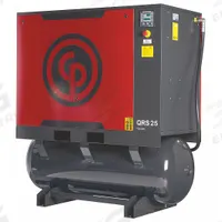 CHICAGO PNEUMATIC Rotary Screw Air Compressor w/Air Dryer: Horizontal, 25 hp, 84.5 cfm, 132 gal Tank (MPN QRS 25 HPD). Key specifications — attr48606: Three; attr48593: 208 to 230V AC; attr48578: CHICAGO PNEUMATIC; attr110305: Included.