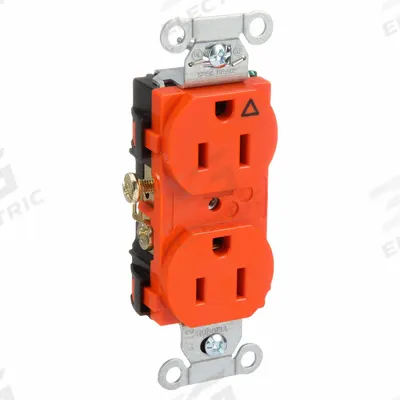 HUBBELL Receptacle: Duplex, 5-15, Orange, 125V AC, 15 A, 2 Pole / 3 Wire (MPN IG15CR) - General Purpose Receptacles