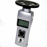 NIDEC-SHIMPO Tachometer: +/-0.006% RPM Accuracy, 1 RPM, 25,000 RPM Max Contact RPM, Included, NIST (MPN DT-105A-S12). Key specifications — Includes: Master Wheel (6 in cir.); Brand: NIDEC-SHIMPO; Digital Display Screen Type: LCD; RPM Accuracy: +/-0.006%; RPM Resolution: 1 RPM; Calibration Certificate: Included.