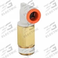 SMC Push-Fit Elbow Fitting: 3/8 in OD x 3/8 in Pipe Size, Push-to-Connect x MNPT, Brass, White (MPN KQ2W11-36AS). Key specifications — Brand: SMC; Thread Size A: 3/8".