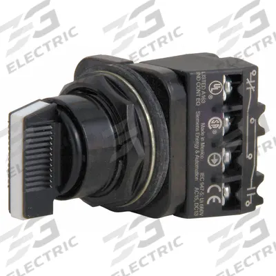Siemens Selector Switch: 30 mm Panel Mounting Size, 3 Positions, Short Lever, 1NO/1NC - Selector Switches