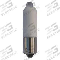 EATON Compact LED Bulb: LED, Miniature Bayonet (BA9s), (T) Tubular, T3-1/4, 24V AC/DC, 0.5 W Watt (MPN HT8LEDWF3). Key specifications — Light Color: White; Voltage: 24V AC/DC; Brand: EATON; Bulb Shape: T3-1/4.