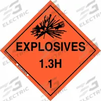 BRADY DOT Container Placard: Explosives 1.3 H 1, 10 3/4 in x 10 3/4 in, 10 3/4 in Label Ht, Placard (MPN 63392). Key specifications — Brand: BRADY; Message: Explosives 1.3 H 1.
