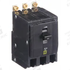 SQUARE D Miniature Circuit Breaker: 60 A, 120/240V AC, Three Phase, 22kA at 120/240V AC, 3 Poles (MPN QOB360VH). Key specifications — Phase: Three; Amps: 60 A; AC Voltage Rating: 120/240V AC; Max. AIR Rating: 22kA at 120/240V AC; For Use With: Square D NQOD Panelboards; Brand: SQUARE D.