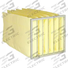 GRAINGER Pocket Air Filter: 24 in x 24 in x 29 in, MERV 14, Yellow, Fiberglass, 6 Pockets (MPN 5E838). Key specifications — Display Sell UOM: EA; Brand: GRAINGER; Media Material: Fiberglass; Performance Rating: MERV 14.
