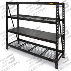 DEWALT Bulk Storage Rack: Standalone, Medium-Duty, 77 in x 24 in x 72 in, Wood, 4 Shelves (MPN DXST10000BLK). Key specifications — attr34632: Wood; attr34624: DEWALT; attr54762: Wood.