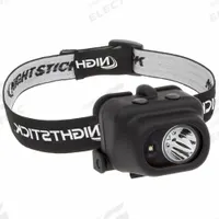 NIGHTSTICK Headlamp: 180 lm Max. Brightness, 158 m Max Beam, 4 Light Outputs, Black, Polymer (MPN NSP-4608B). Key specifications — Brand: NIGHTSTICK; Battery: Includes 3 AAA.