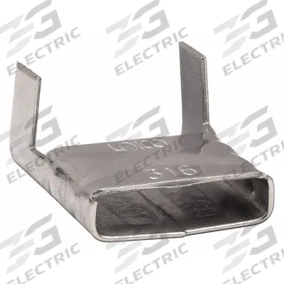 BAND-IT Banding Clip: Fits 5/8 in Strap Wd, Stainless Steel, 100 Qty, Flat, Regular Duty - Strapping Clips for Stainless Steel Strapping