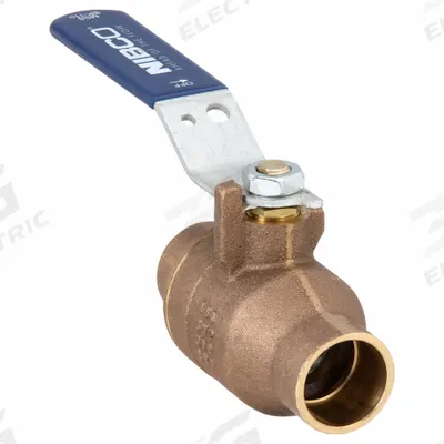 NIBCO Manual Two-Way Ball Valve: 1 1/4 in, Bronze, Straight, Sweat x Sweat, Full Port - Bronze Ball Valves
