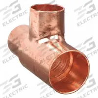 NIBCO Sweat Fitting Tee: 3 in CTS x 2 in CTS x 2 in CTS, Cup x Cup x Cup, Wrot Copper (MPN 611RR 3X2X2)