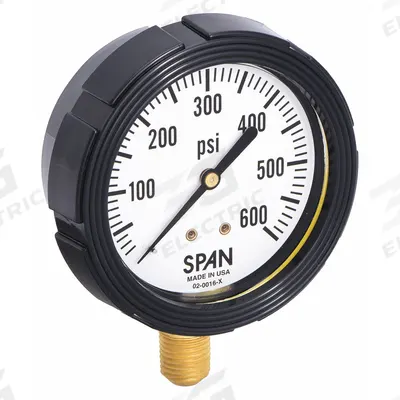 SPAN Pressure Gauge with Internal Seal: 0 psi to 600 psi, LFS-210, 2 1/2 in Dial - Dial Pressure Gauges with Freeze- & Clog-Resistant Internal Seal