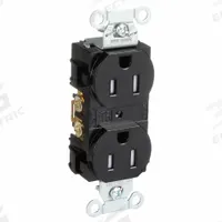 HUBBELL Receptacle: Duplex, 5-15, Black, 125V AC, 15 A, 2 Pole / 3 Wire (MPN BR15BLKTR)