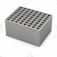 IKA Dry Block: Anodized Aluminum, 3 3/4 in Overall Wd, 3 in Overall Lg, 64 Wells, 6 3/8 mm Well Dia (MPN 4470500). Key specifications — Product Type: Dry Block Heater; Includes Thermometer Well: Yes; Material: Anodized Aluminum; Volume Capacity: 0.2 mL; Brand: IKA.