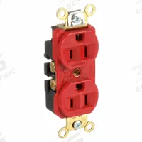HUBBELL Receptacle: Duplex, 5-15, Red, 125V AC, 15 A, 2 Pole / 3 Wire (MPN HBL5252R)