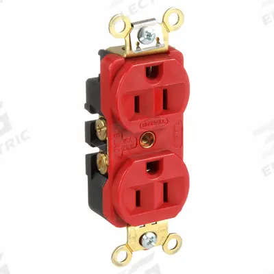 HUBBELL Receptacle: Duplex, 5-15, Red, 125V AC, 15 A, 2 Pole / 3 Wire (MPN HBL5252R) - General Purpose Receptacles