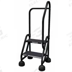 COTTERMAN Rolling Ladder: 1.5 ft Platform Ht, Partially Assembled, Steel, Wt-Actuated Auto-Lock (MPN ST-223 A2 C7 P5). Key specifications — Includes Handrails: Handrails Included; Material: Steel; Brand: COTTERMAN; Color: Black.