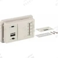 DAYTON Low Voltage Thermostat: Cool Only, G/R/Terminal Designations, Auto-On, On-Off, On-Off/Auto-On (MPN 4PU46). Key specifications — Application: Cool Only; Temperature Differential: 2 to 3°F; Voltage: 20 to 30V AC; Terminal Designations: G; System Settings: On-Off; Temperature Control Range: 50° to 90°F; Shape: Rectangle; Brand: DAYTON.