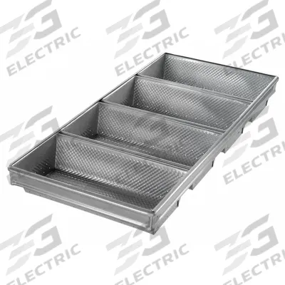 CHICAGO METALLIC Hearth Bread Pan: Aluminized Steel, 4 Slots, 12 3/8 in Overall Wd - Bread & Loaf Pans