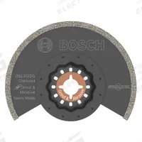 BOSCH Oscillating Scraper Blade: 3 1/2 in Blade Wd, 3 1/2 in Blade Lg, Diamond Grit, 1 Pieces (MPN OSL312DG). Key specifications — attr1097676: BOSCH; attr1097658: Diamond Grit; attr1097655: Rounded.