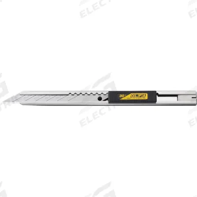 OLFA Snap-Off Art Knife: 5 1/2 in Overall Lg, Plain, 6 Segments, Silver, Metal - 9mm Blade Snap-Off Knives