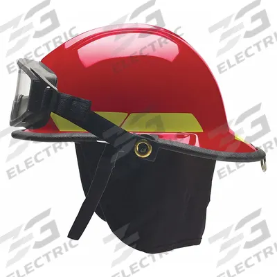 BULLARD Fire Helmet: Red, Fiberglass, Modern Rear Brim
