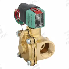 REDHAT Solenoid Valve: 2-Way, Normally Closed, 1 1/4 in Pipe Size, 100 to 240V AC/DC, Watertight (MPN 8210P008). Key specifications — Pipe Size: 1-1/4 in; Voltage: 100 to 240V AC/DC; Brand: REDHAT; Coil Enclosure: Watertight.