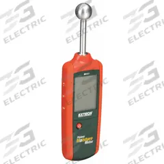 EXTECH Moisture Meter: Digital, LCD with Backlight, Pinless, Carrying Case, Wood, Ball Pinless (MPN MO257). Key specifications — Display Type: Digital; Probes Included: Ball Pinless; Features: Built-In Material Library; Compatible Material: Wood; Digital Display Screen Type: LCD with Backlight; Brand: EXTECH.