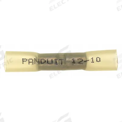PANDUIT Butt Splice Connector: Yellow, Heat Shrink, For Wire Size 12 AWG – 10 AWG - Insulated Butt Splice Connectors with Heat Shrink