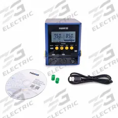 HAKKO Dual Port Soldering Station: 2 Channel, 200 W, ESD Safe (MPN FX972-011). Key specifications — attr176067: FX972-011; attr176859: Yes; attr176070: HAKKO.
