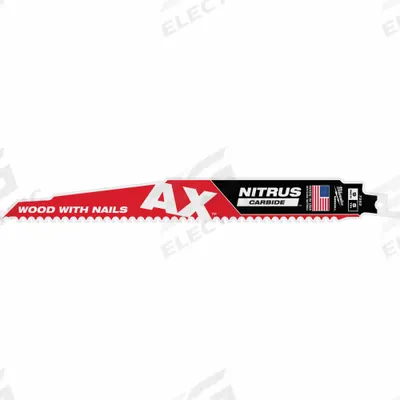 MILWAUKEE Reciprocating Saw Blade: 5 Teeth per Inch, 9 in Blade Lg, 0.05 in Blade Thick - Nail-Embedded-Wood-Cutting Blades