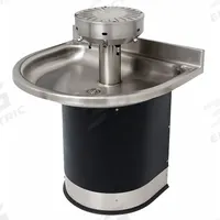 ACORN Wash Fountain: Black/Silver, Stainless Steel, Semi-Circular, 32 in Overall Wd, P-Trap Drain (MPN 3544-2-S0-DV-VPB-MXTP). Key specifications — Bowl Shape: Semi-Circular; Drain Type: P-Trap; Color: Black/Silver; Brand: ACORN; Series: 3543; Sink Material: Stainless Steel; ADA Compliant: Not ADA Compliant.