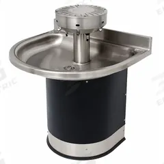 ACORN Wash Fountain: Black/Silver, Stainless Steel, Semi-Circular, 32 in Overall Wd, P-Trap Drain (MPN 3544-2-S0-DV-VPB-MXTP). Key specifications — Bowl Shape: Semi-Circular; Drain Type: P-Trap; Color: Black/Silver; Brand: ACORN; Series: 3543; Sink Material: Stainless Steel; ADA Compliant: Not ADA Compliant.