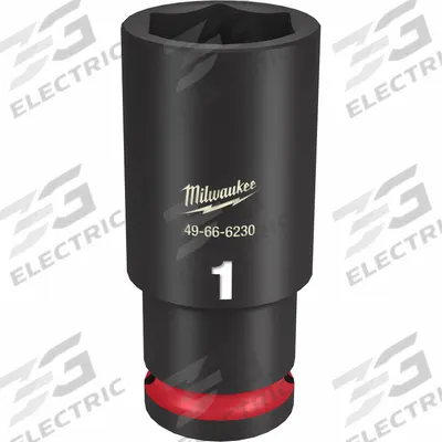 MILWAUKEE Deep Impact Socket: 1/2 in Drive Size, SAE, 1 in Socket Size, 6-Point, Deep - 1/2" Drive Impact Sockets