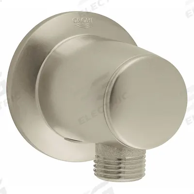 GROHE Shower Outlet Elbow: Nickel, Brushed Nickel Finish, 1/2 in Connection Size - Wall Elbows for Handheld Showerheads