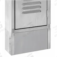 HALLOWELL Locker Front Base: 12 in x 1/8 in x 6 in, 12 in Footplate Wd, Front, 1 Bases/Pedestal (MPN KCFB12SS). Key specifications — attr65850: KCFB12SS; attr65853: HALLOWELL; attr114203: Unfinished; attr114204: Projecting Tabs; attr114205: Stainless Steel; attr114211: Base; attr114196: Silver; attr114193: Front.