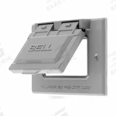 HUBBELL WIRING DEVICE-KELLEMS Weatherproof Cover: Zinc, GFCI/Style Line, Surge Receptacles, 1 Gangs (MPN RW51020). Key specifications — Brand: HUBBELL WIRING DEVICE-KELLEMS; Color: Gray; Compatible with Product Type: Surge Receptacles; Compatible with Series: GFCI; Mounting Orientation: Horizontal.