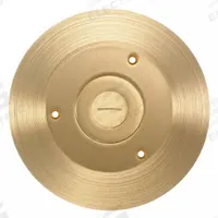 HUBBELL WIRING DEVICE-KELLEMS Floor Box Cover: Round, Gold, Brass, Brushed, 6 1/4 in Dia. x 1/4 in H (MPN SF2525). Key specifications — Brand: HUBBELL WIRING DEVICE-KELLEMS; Color: Gold; Cover Shape: Round; Finish: Brushed; Material: Brass.
