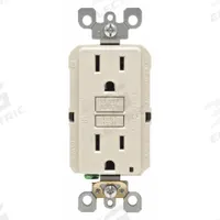 LEVITON GFI Receptacle: Decorator Duplex, 5-15, Light Almond, GFCI, 125V AC, 15 A, 2 Pole / 3 Wire (MPN GFNT1-T)