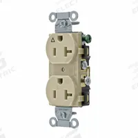 BRYANT Receptacle: Duplex, 5-20, Ivory, 125V AC, 20 A, 2 Pole / 3 Wire (MPN CR20IGI)