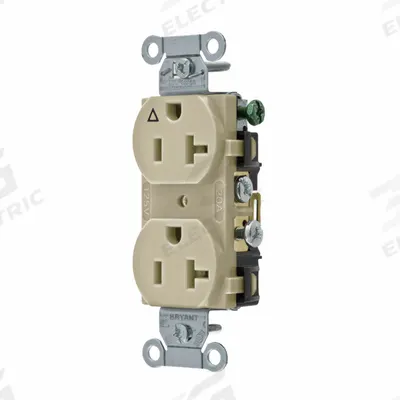 BRYANT Receptacle: Duplex, 5-20, Ivory, 125V AC, 20 A, 2 Pole / 3 Wire (MPN CR20IGI) - General Purpose Receptacles