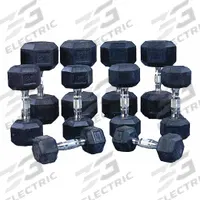 PROMAXIMA Dumbbell Set: 10 lb/15 lb/20 lb/25 lb/5 lb, Black (MPN HEXR-SET6). Key specifications — Handle Material: Steel; Color: Black; Product Type: Dumbbell Set.