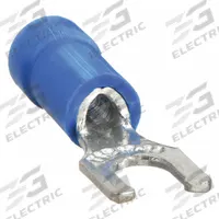 STA-KON Fork Terminals: Blue, Vinyl, #6 Stud Size, 18 AWG – 14 AWG Wire Range, Locking Fork, 600 V (MPN 14RB-6FL). Key specifications — Barrel Style: Insulation Grip; Manufacturer Part Number: 14RB-6FL; Brand: STA-KON; Series: RB2207.