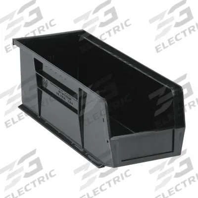 QUANTUM STORAGE SYSTEMS Hang and Stack Bin: 5 1/2 in x 14 3/4 in x 5 in, Black - Recycled Plastic Bins