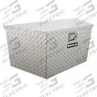 BUYERS PRODUCTS Trailer Tongue Box: Aluminum, Silver, 15 1/4 in Overall Dp, 14 27/32 in Overall Ht (MPN 1701380). Key specifications — Color: Silver; Brand: BUYERS PRODUCTS; Latch Type: Paddle Handle; Lock Type: Keyed.