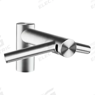 DYSON Hand Dryer and Faucet: Stainless Steel, Brushed Finish, Single-Post, Hardwired - Single-Post Sensor Bathroom Faucets with Dryers